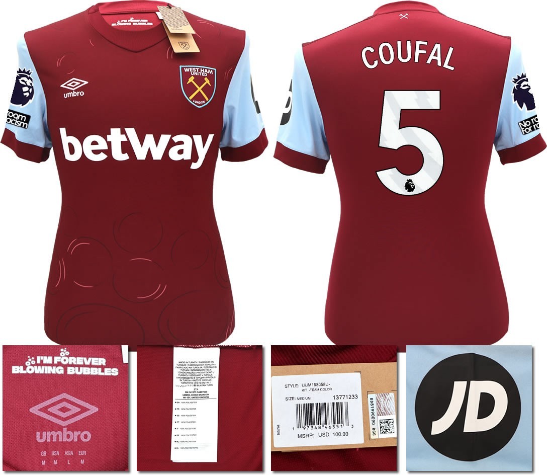 BNWT 2023 2024 UMBRO WEST HAM HOME SHIRT COUFAL 5 MEN'S