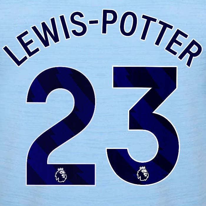 2023 2024 BRENTFORD LEWIS POTTER 23 OFFICIAL BLUE AWAY PLAYER SIZE NAMESET