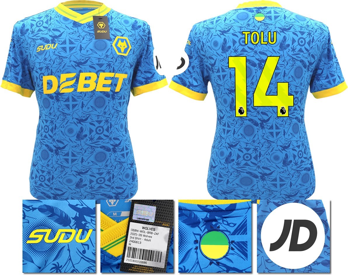 BNWT 2025/2026 WOLVES F.C. SUDU THIRD SHIRT TOLU 14