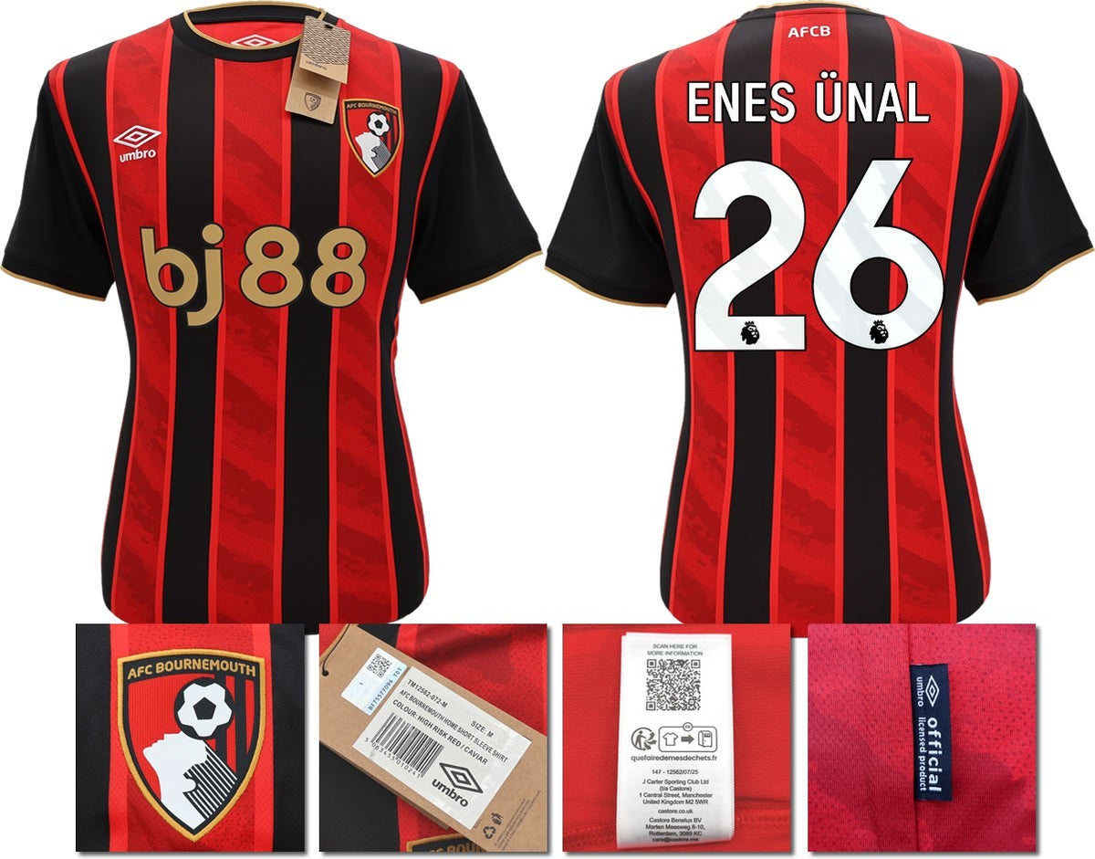 BNWT 2025 2026 UMBRO AFC BOURNEMOUTH HOME SHIRT ENES UNAL 26