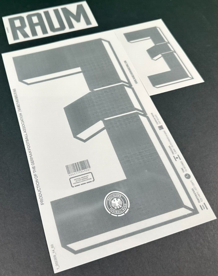 GERMANY 2023-2024 OFFICIAL NAME & NUMBERING RAUM 3 HOME PLAYER SIZE NAMESET