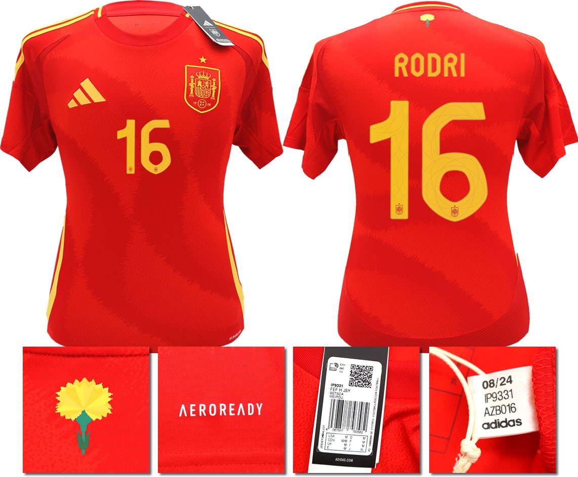 BNWT 2024 2025 SPAIN ADIDAS HOME SHIRT RODRI 16 MEN'S SMALL