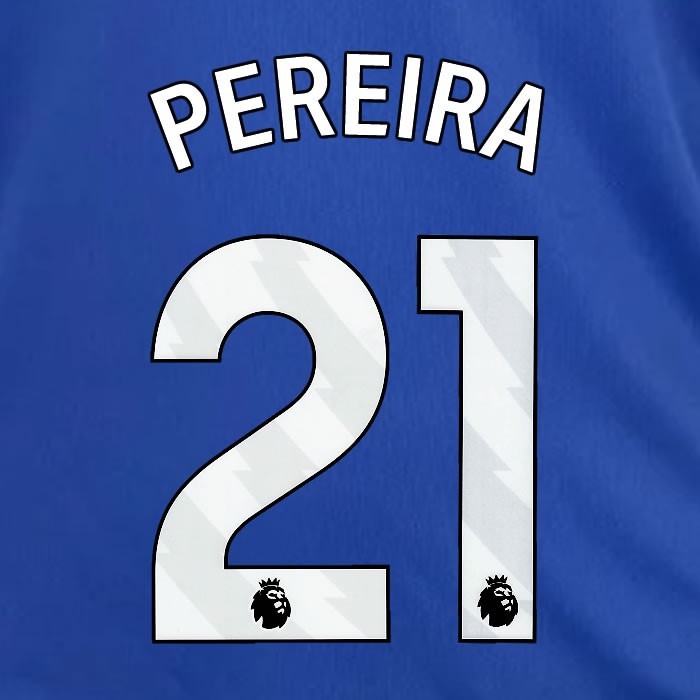 2024 2025 OFFICIAL LEICESTER CITY PEREIRA 21 WHITE HOME PLAYER SIZE NAME SET