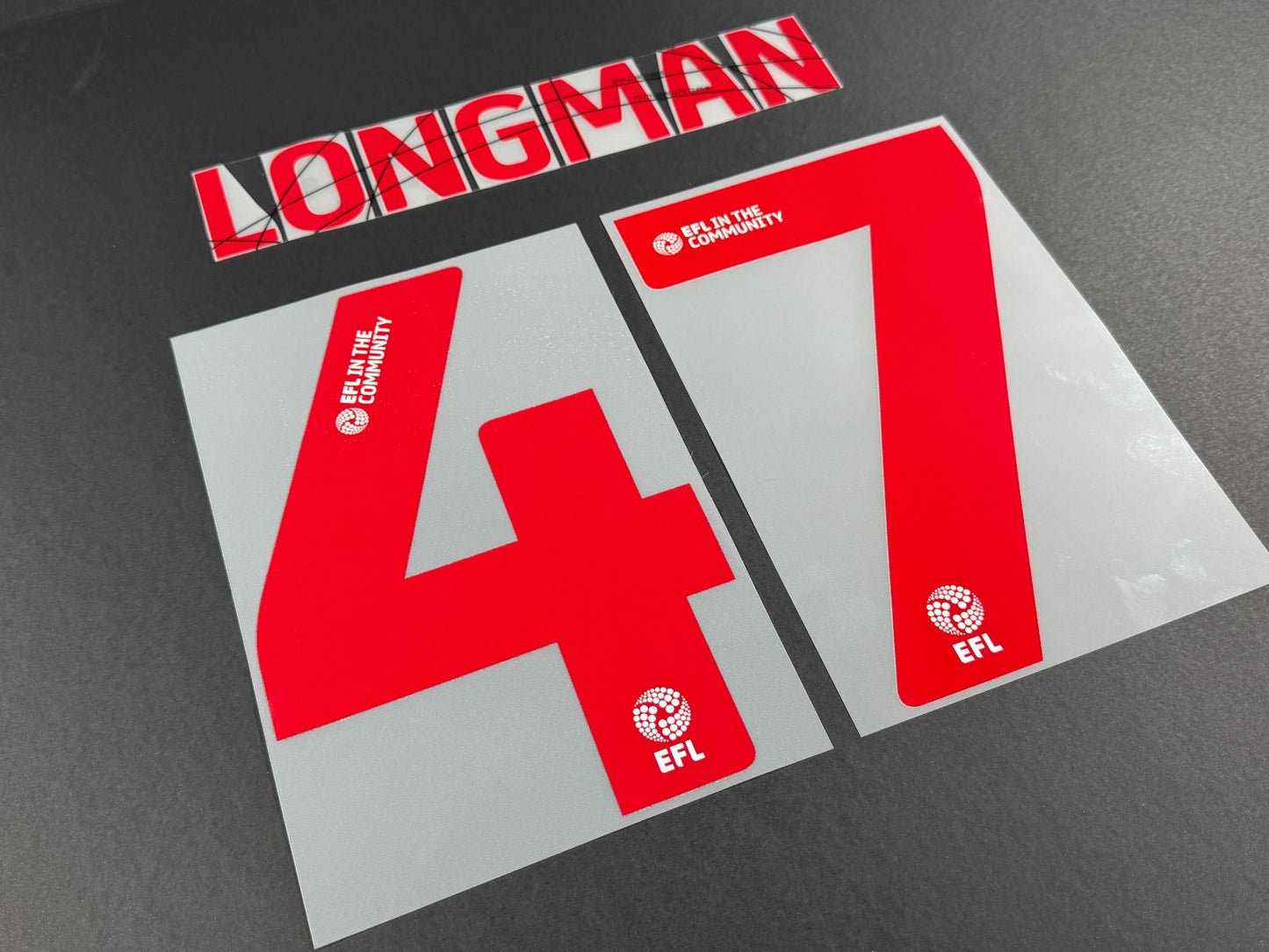 2025 2026 WREXHAM A.F.C LONGMAN 47 OFFICIAL RED 3RD PLAYER SIZE NAMESET
