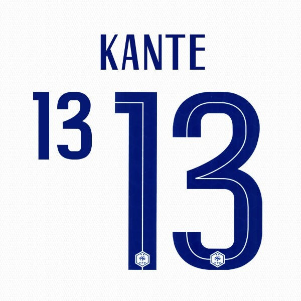 FRANCE 2020 2021 OFFICIAL KANTE 13 AWAY PLAYER SIZE NAMESET