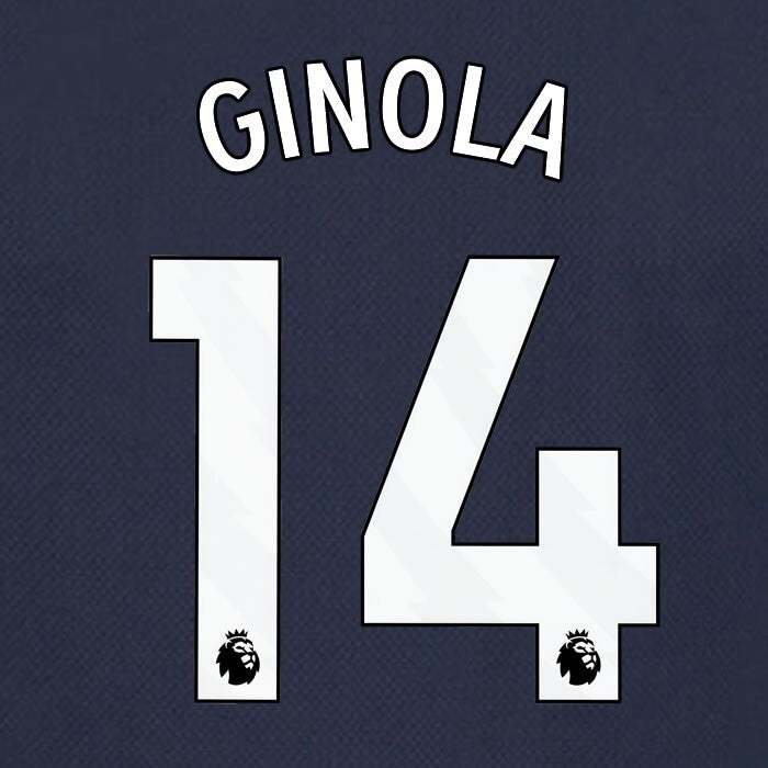 SPURS 2023 2024 GINOLA 14 AVERY DENNISON WHITE AWAY PLAYER SIZE NAME SET