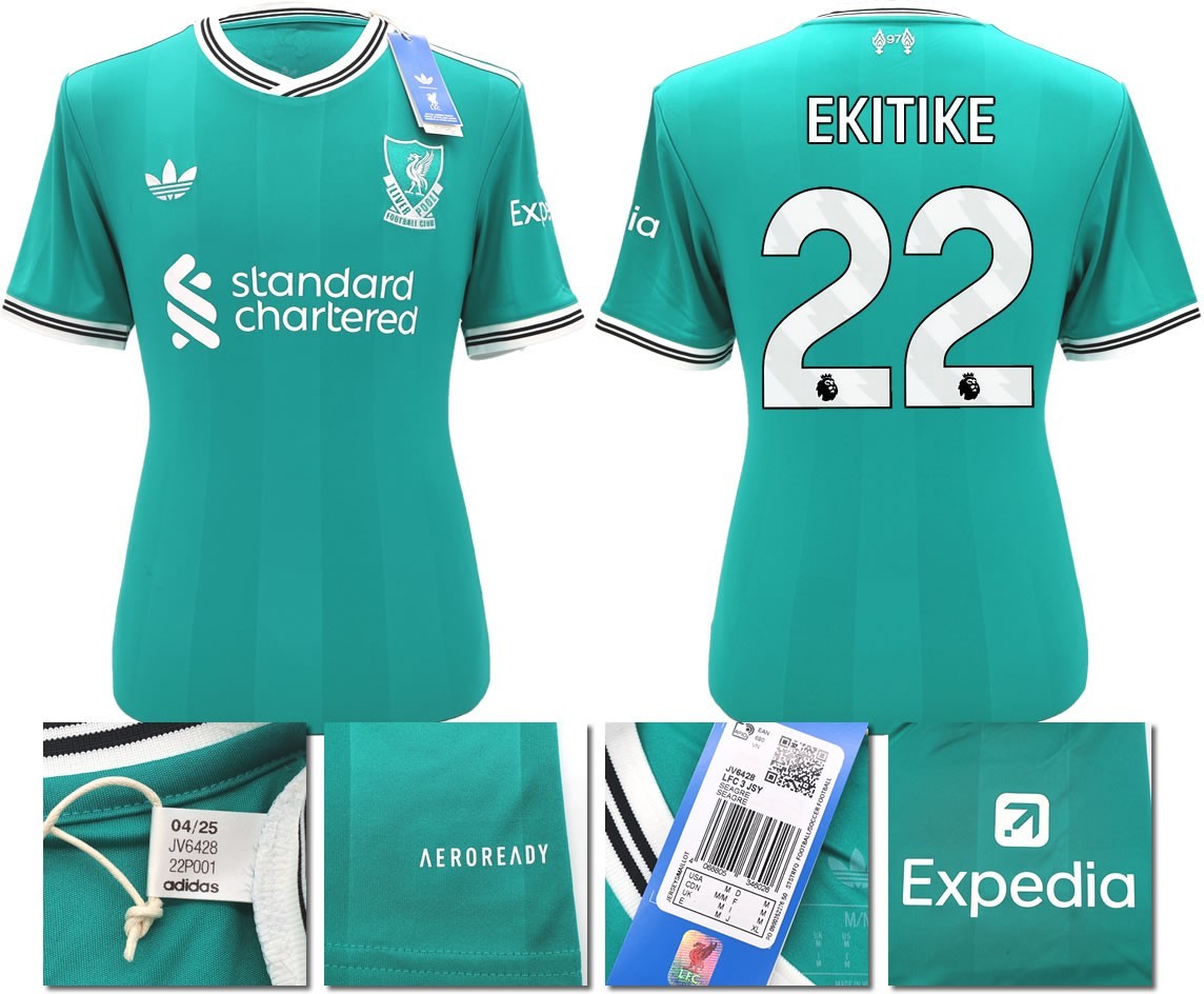 BNWT 2025 2026 LIVERPOOL ADIDAS 3RD SHIRT EKITIKE 22 + PATCHES MEN'S
