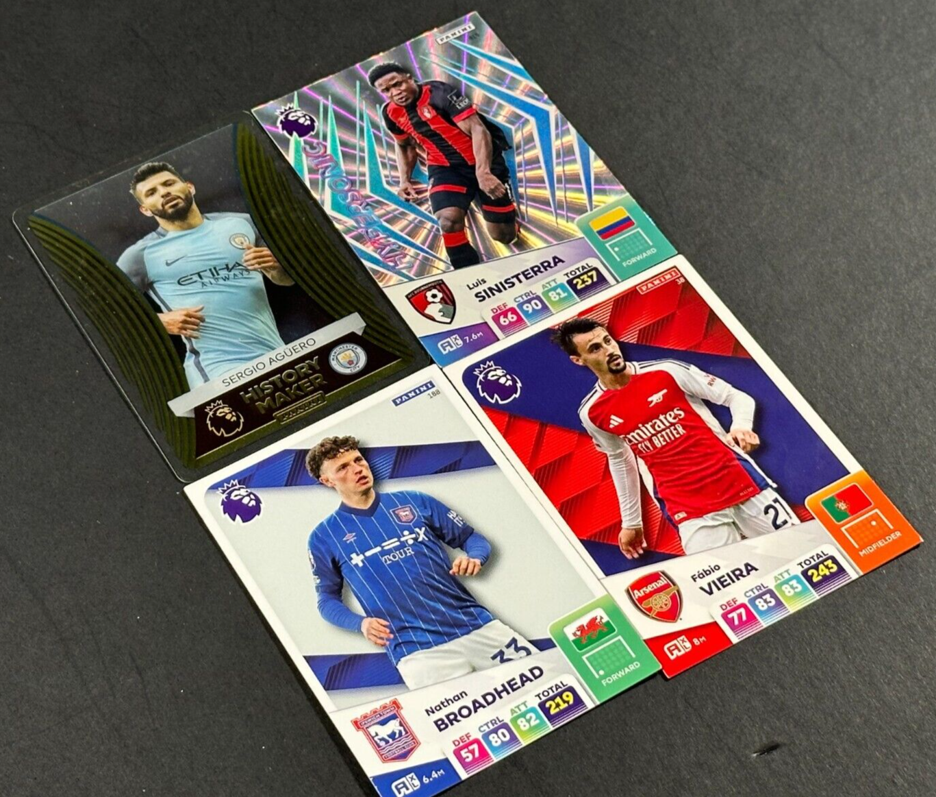 4 X PANINI CARDS - 3 CARDS AND 1 HISTORY MAKER CARD SERGIO AGUERO