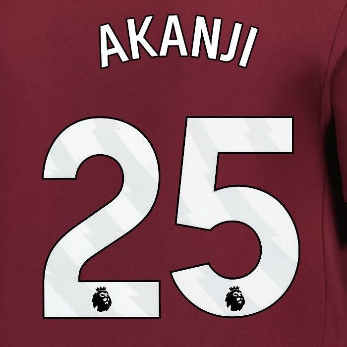 2024 2025 MANCHESTER CITY AKANJI 25 WHITE 3RD PLAYER SIZE NAME SET