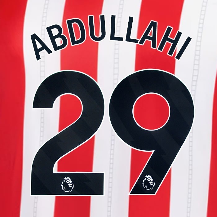 2025 2026 OFFICIAL SUNDERLAND ABDULLAHI 29 BLACK HOME PLAYER SIZE NAME SET