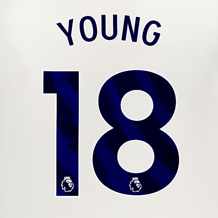 2024 2025 EVERTON YOUNG 18 OFFICIAL BLUE 3RD PLAYER SIZE NAMESET