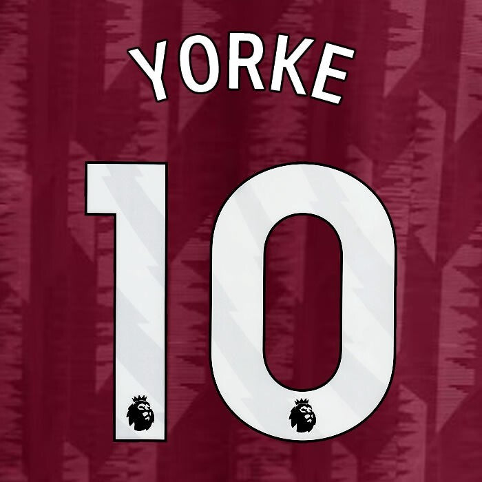2023 2024 ASTON VILLA YORKE 10 OFFICIAL WHITE HOME PLAYER SIZE NAMESET