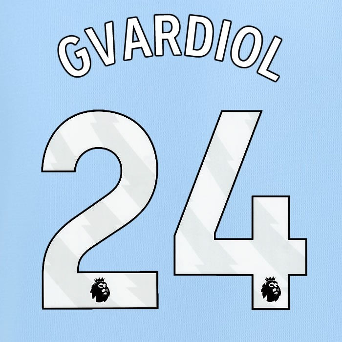 2023 2024 MAN CITY GVARDIOL 24 WHITE HOME PLAYER SIZE NAME SET