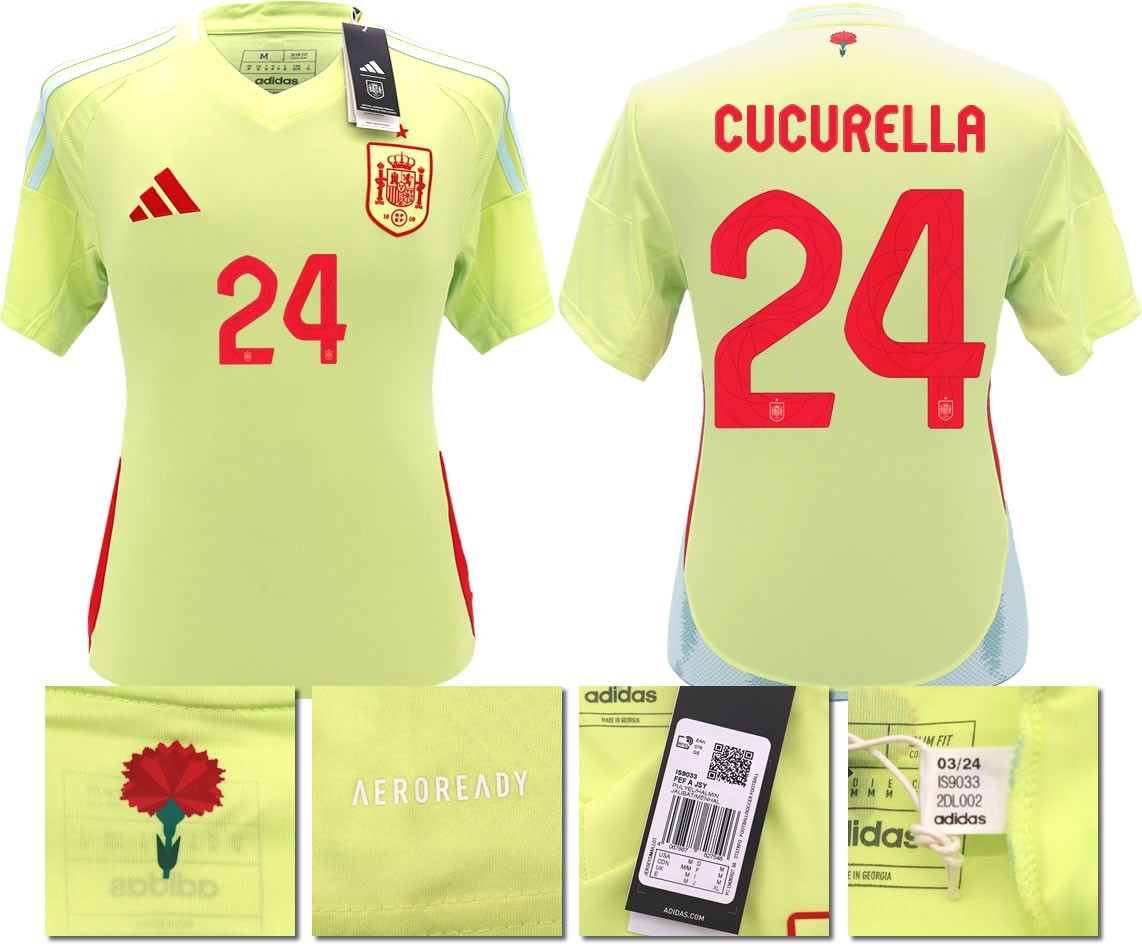 BNWT 2024 2025 SPAIN ADIDAS AWAY SHIRT CUCURELLA 24 MEN'S
