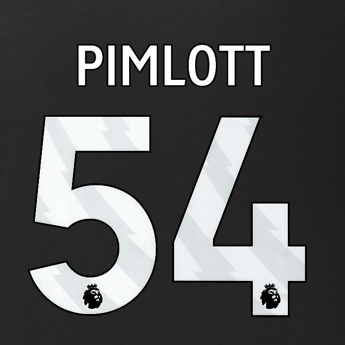 2025 2026 BURNLEY PIMLOTT 54 OFFICIAL WHITE 3RD PLAYER SIZE NAMESET