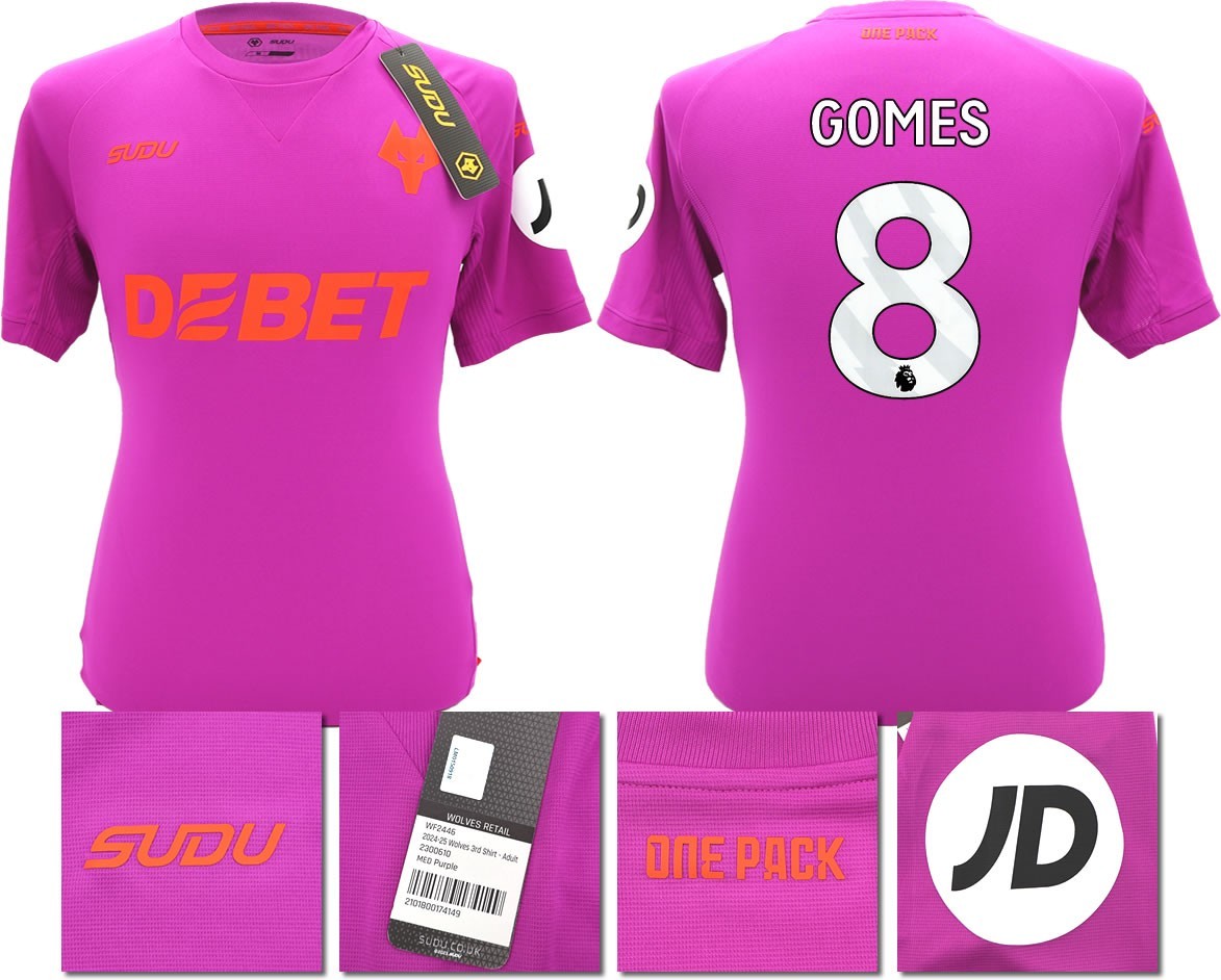 BNWT 2024/2025 WOLVES F.C. SUDU THIRD SHIRT GOMES 8