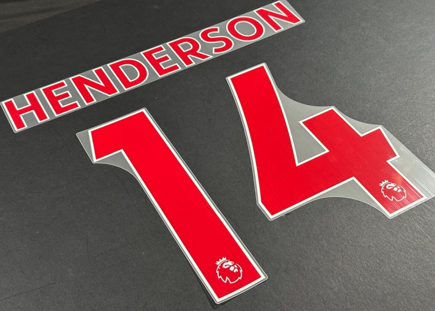 LIVERPOOL 2019-23 HENDERSON 14 OFFICIAL AVERY DENNISON RED PLAYER SIZE NAME SET