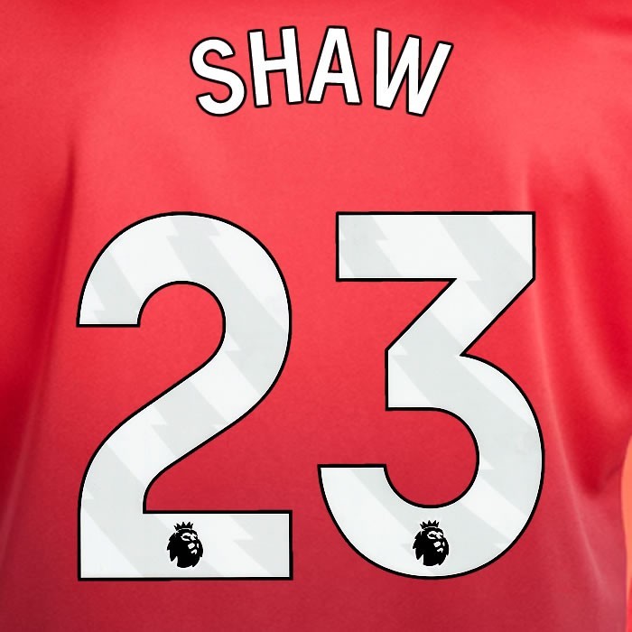 2024 2025 MANCHESTER UNITED SHAW 23 HOME WHITE PLAYER SIZE NAMESET
