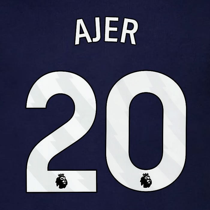 2023 2024 BRENTFORD AJER 20 OFFICIAL WHITE 3rd PLAYER SIZE NAMESET