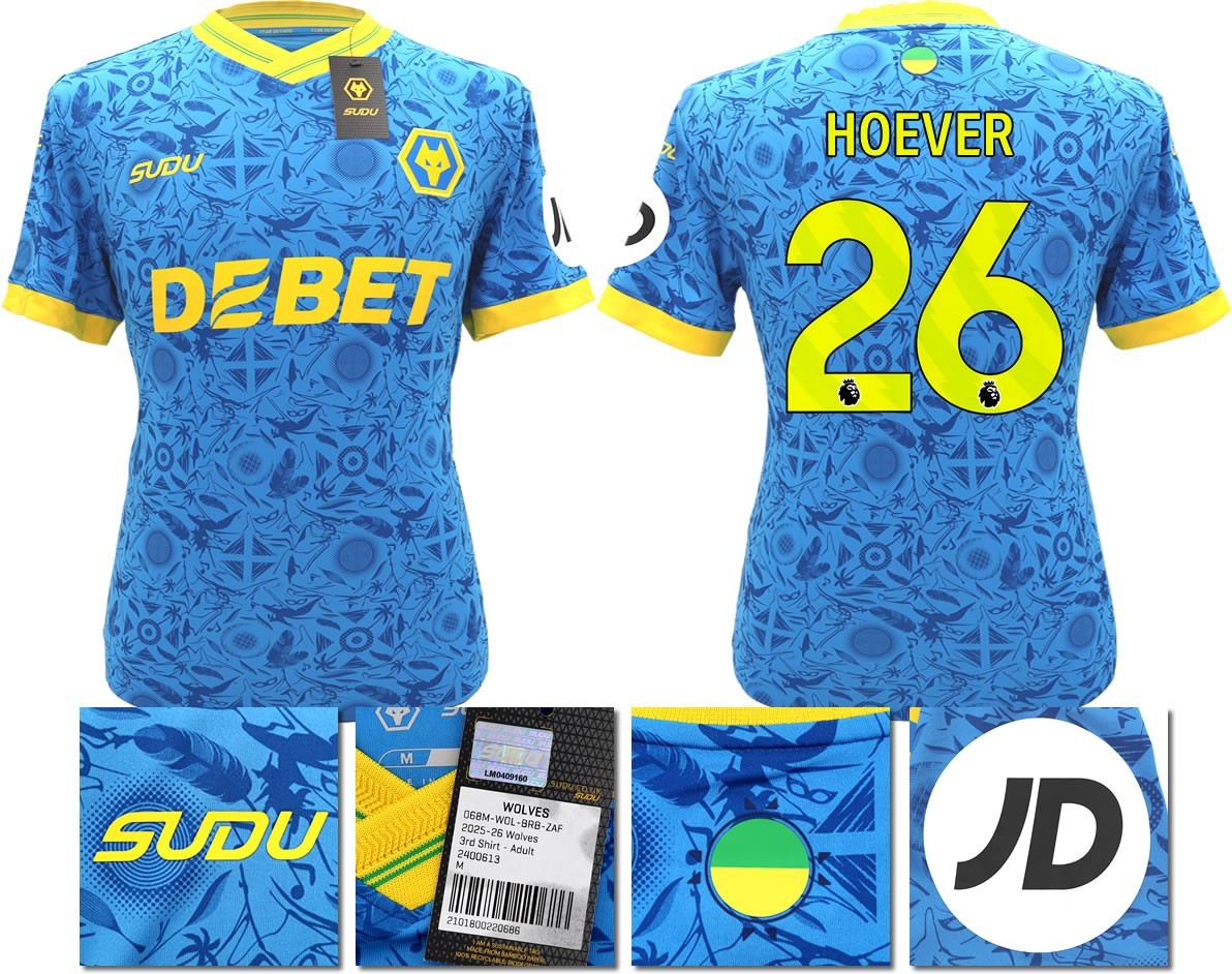 BNWT 2025/2026 WOLVES F.C. SUDU THIRD SHIRT HOEVER 26