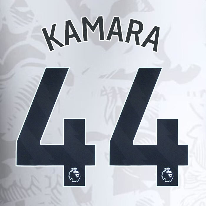 2023 2024 ASTON VILLA KAMARA 44 OFFICIAL BLACK AWAY PLAYER SIZE NAMESET