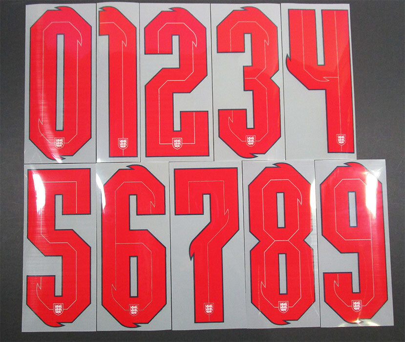 2020 2021 OFFICIAL SPORTING ID ENGLAND HOME RED PLAYER SIZE SHIRT NUMBERS