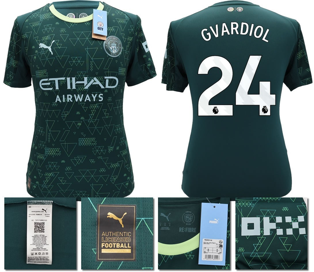 BNWT 2025 2026 MAN CITY PUMA 4TH GVARDIOL 24 FOOTBALL SHIRT