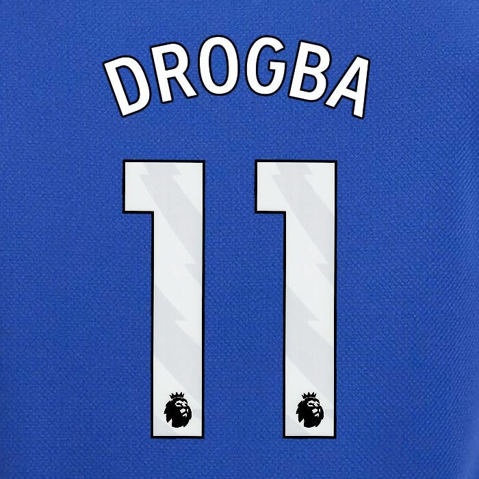 2023 2024 OFFICIAL CHELSEA DROGBA 11 WHITE HOME PLAYER SIZE NAMESET