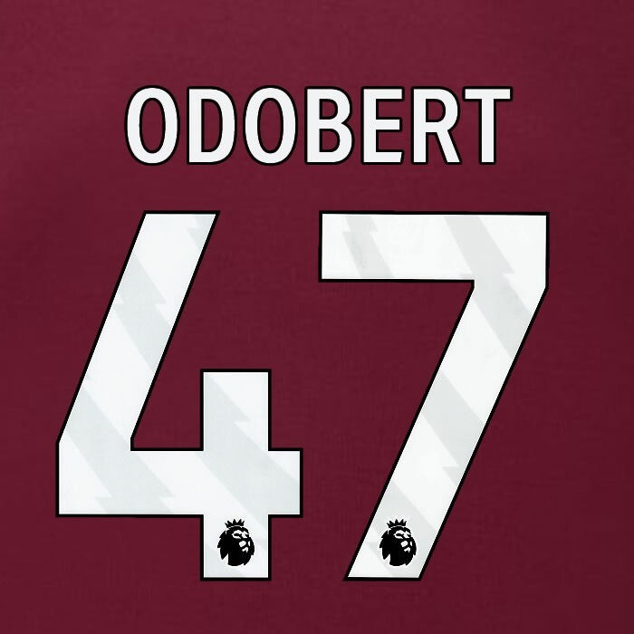 2023 2024 BURNLEY ODOBERT 47 OFFICIAL WHITE HOME PLAYER SIZE NAMESET