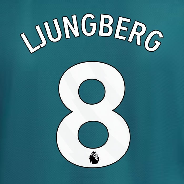 2023 2024 ARSENAL LJUNGBERG 8 WHITE 3RD OFFICIAL PLAYER SIZE NAME SET