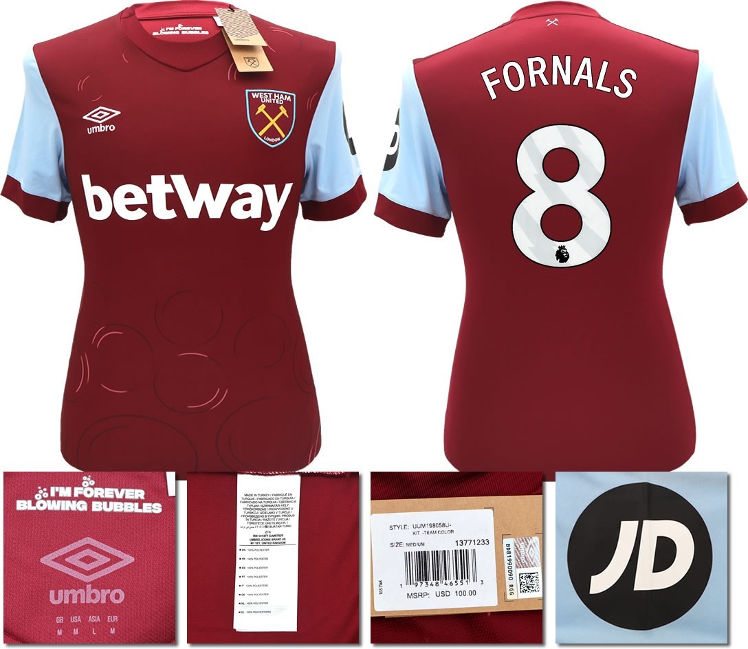 BNWT 2023 2024 UMBRO WEST HAM HOME SHIRT FORNALS 8 MEN'S