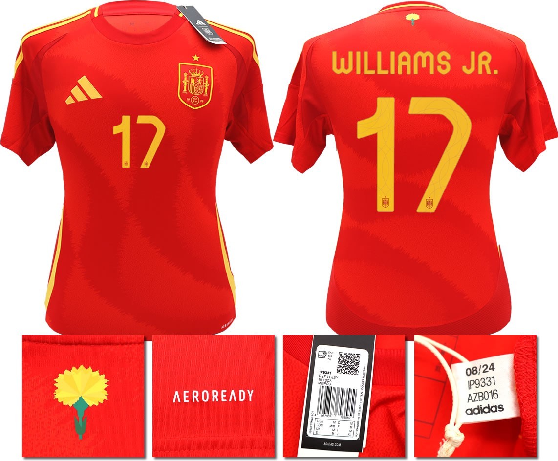 BNWT 2024 2025 SPAIN ADIDAS HOME SHIRT WILLIAMS JR 17 MEN'S