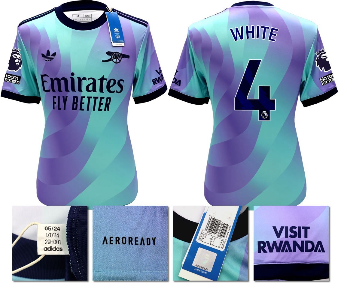 BNWT 2024/2025 ARSENAL F.C. ADIDAS 3RD SHIRT WHITE 4 + PATCHES