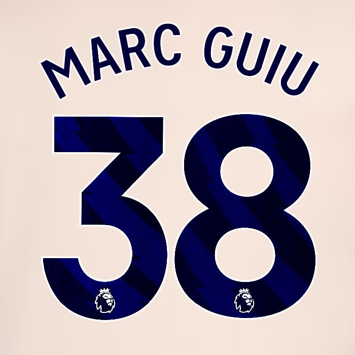 2024 2025 OFFICIAL CHELSEA MARC GUIU 38 BLUE AWAY PLAYER SIZE NAMESET
