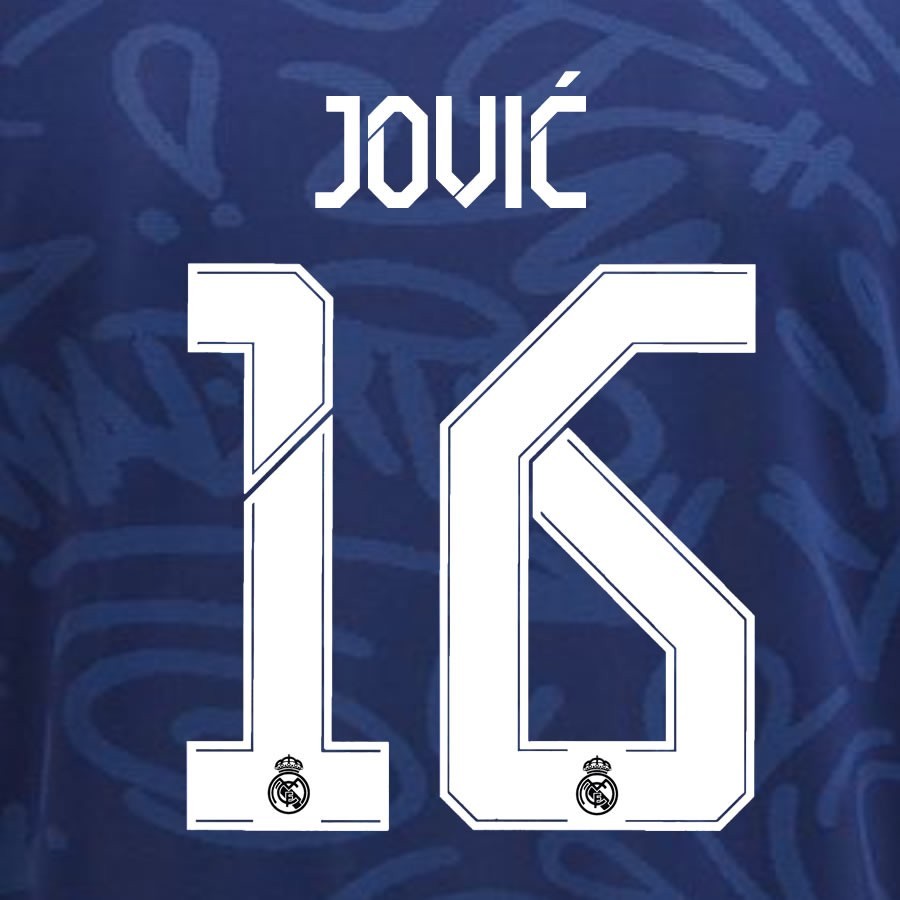 2021 2022 REAL MADRID JOVIC' 16 WHITE AWAY 3RD PLAYER SIZE NAMESET 260MM
