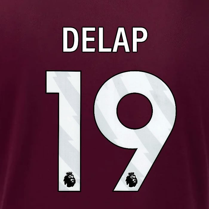 2024 2025 OFFICIAL IPSWICH TOWN DELAP 19 WHITE AWAY PLAYER SIZE NAME SET