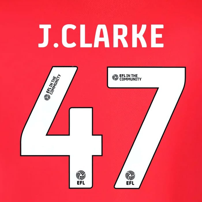 25 26 IPSWITCH TOWN J CLARKE 47 OFFICIAL WHITE AWAY PLAYER SIZE NAME SET 230MM