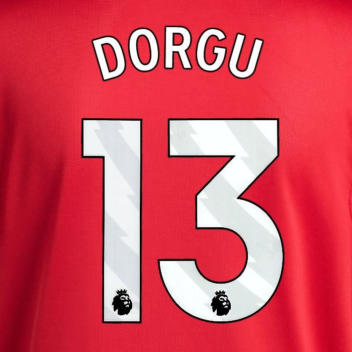 2025 2026 MANCHESTER UNITED DORGU 13 HOME WHITE PLAYER SIZE NAMESET