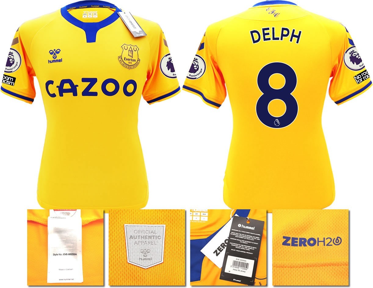 BNWT 2020 2021 HUMMEL EVERTON AWAY SHIRT MEN'S DELPH 8 + PATCHES