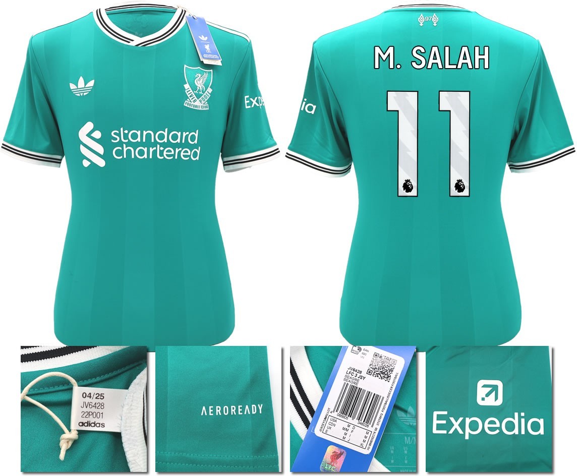 BNWT 2025 2026 LIVERPOOL ADIDAS 3RD SHIRT M. SALAH 11 + PATCHES MEN'S