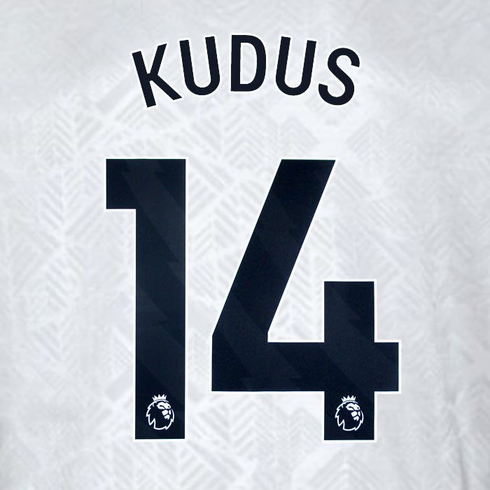2024 2025 WEST HAM KUDUS 14 OFFICIAL 3RD BLACK PLAYER SIZE NAMESET