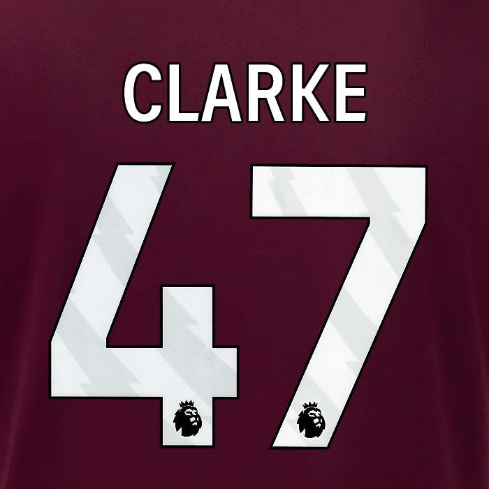 2024 2025 OFFICIAL IPSWICH TOWN CLARKE 47 WHITE AWAY PLAYER SIZE NAME SET