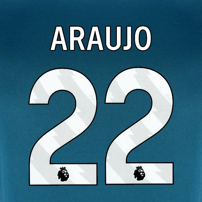 2024 2025 BOURNEMOUTH ARAUJO 22 WHITE 3RD PLAYER SIZE NAME SET