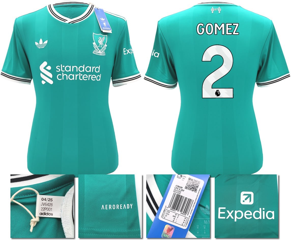 BNWT 2025 2026 LIVERPOOL ADIDAS 3RD SHIRT GOMEZ 2 + PATCHES MEN'S