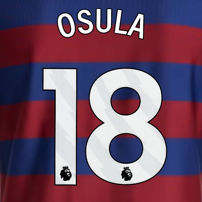 2024 2025 NEWCASTLE OSULA 18 OFFICIAL WHITE AWAY PLAYER SIZE NAME SET