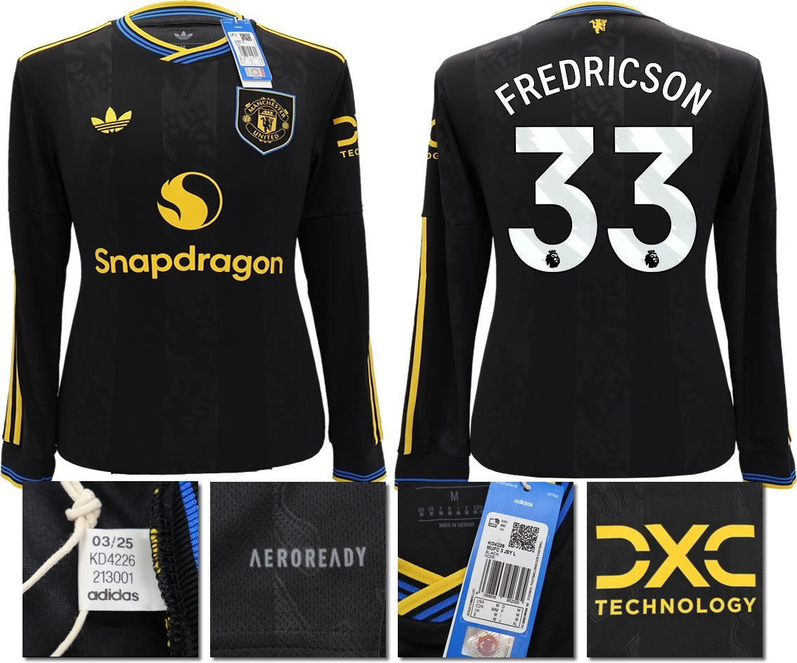 BNWT 2025 2026 MANCHESTER UNITED ADIDAS 3RD SHIRT LS FREDRICSON 33