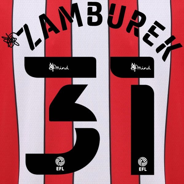 BRENTFORD 2020 2021 OFFICIAL ZAMBUREK 31 HOME PLAYER SIZE NAME SET
