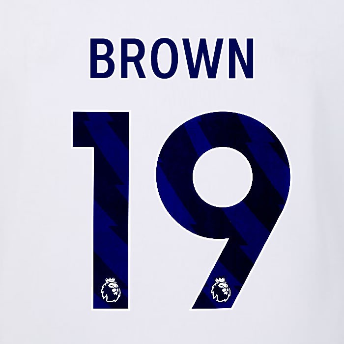 2023 2024 LUTON TOWN OFFICIAL BROWN 19 BLUE AWAY PLAYER SIZE NAMESET
