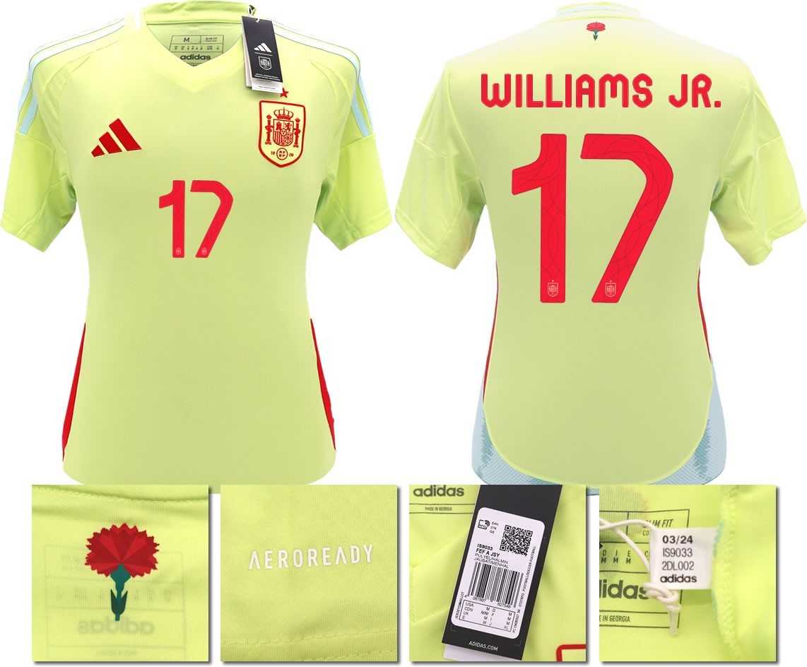 BNWT 2024 2025 SPAIN ADIDAS AWAY SHIRT WILLIAMS JR 17 MEN'S