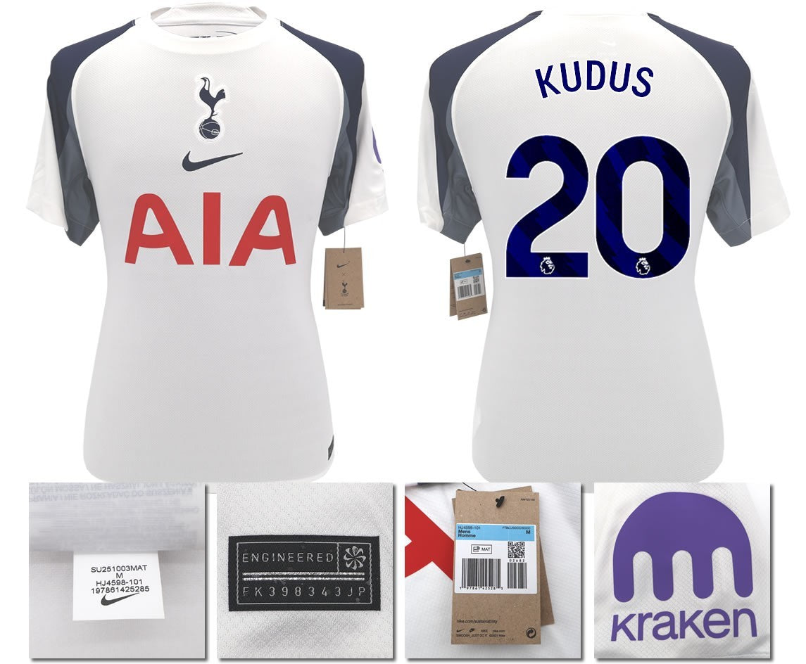 BNWT 2025 2026 TOTTENHAM NIKE HOME KUDUS 20 FOOTBALL SHIRT MEN'S